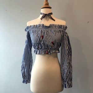 Chloe and Katie Nordstrom cotton striped crop top